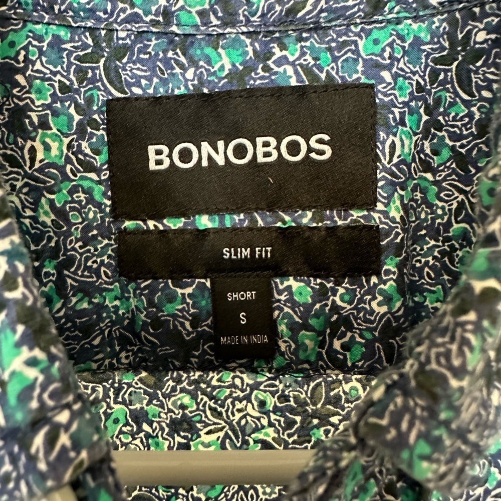 Bonobos Slim fit blue floral print button up size Small - Picture 2 of 4